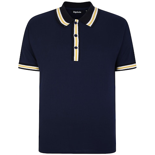 Bigdude Contrast Stripe Tipped Polo Shirt Navy