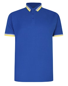 Bigdude Jacquard Contrast Pique Polo Shirt Royal Blue