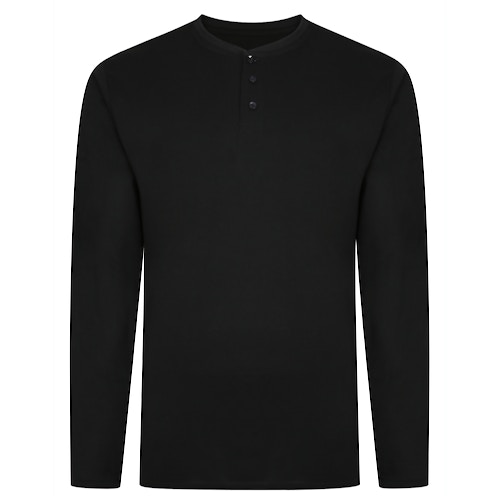 Bigdude Long Sleeve Grandad T-Shirt Black