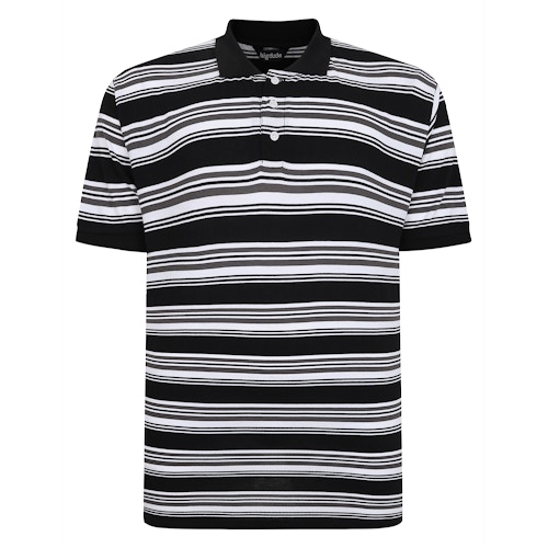 Bigdude Multi Striped Pique Polo Charcoal