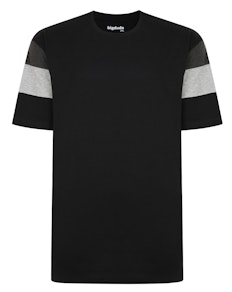 Bigdude Cut & Sew Contrast Sleeve T-Shirt Black Tall