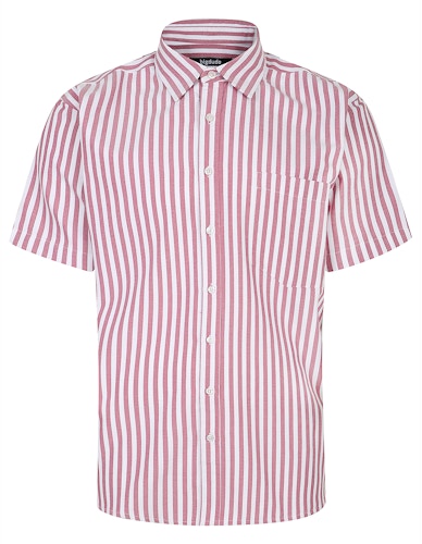 Bigdude Short Sleeve Striped Summer Shirt Red Tall