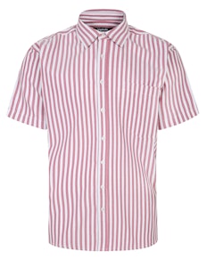 Bigdude Short Sleeve Striped Summer Shirt Red Tall