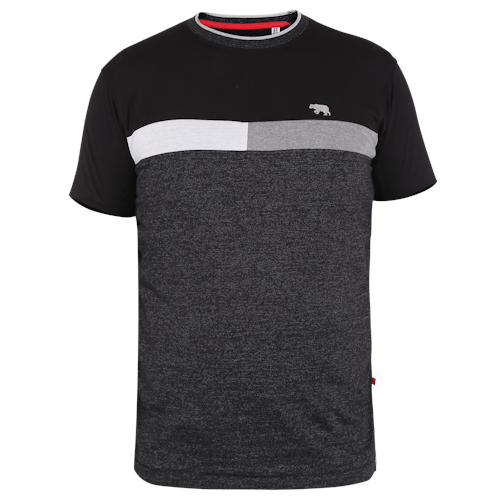 D555 Beacon Cut & Sew T-Shirt Schwarz/Grau/Weiß