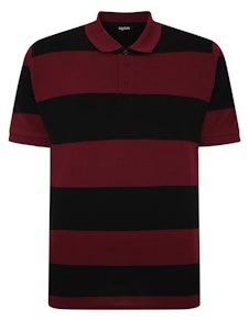 Bigdude Rugby Style Short Sleeve Polo Shirt Burgundy/Black Tall