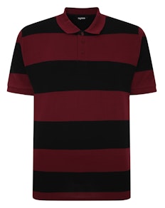Bigdude Rugby Style Short Sleeve Polo Shirt Burgundy/Black Tall