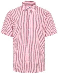 Kurzärmliges Seersucker-Hemd von Bigdude, Rot/Weiß, groß