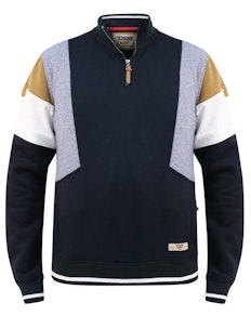 D555 Kennington Cut And Sew Sweatshirt mit halbem Reißverschluss, Marineblau
