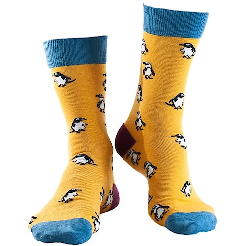 Doris & Dude Penguin Print Socks Yellow