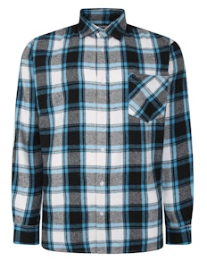 Bigdude Long Sleeve Check Flannel Shirt Light Blue Tall