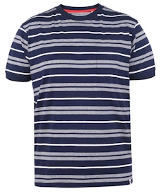 D555 Piccadilly Yarn Dyed Jacquard Stripe T-Shirt Navy