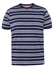 D555 Piccadilly Garngefärbtes Jacquard-Streifen-T-Shirt Marineblau