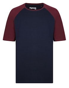 Bigdude Contrast Raglan Sleeve T-Shirt Navy/Burgundy Tall