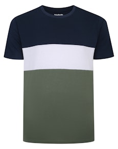 Bigdude Gestreiftes Cut & Sew T-Shirt Navy Tall