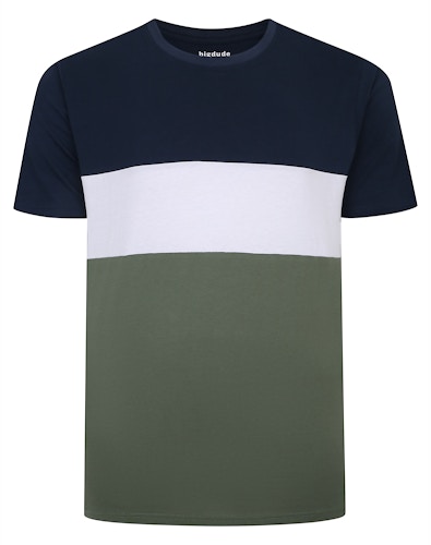 Bigdude Striped Cut & Sew T-Shirt Navy Tall