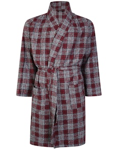 Bigdude Flannel Checked Dressing Gown Cherry