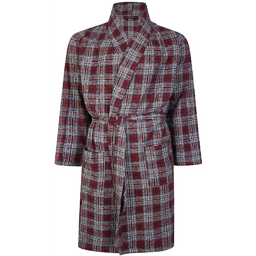 Bigdude Flannel Checked Dressing Gown Cherry
