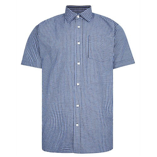 Bigdude Woven Short Sleeve Check Shirt Blue/Navy