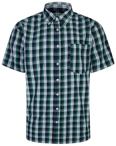 Bigdude Short Sleeve Checked Summer Shirt Green/Navy Tall