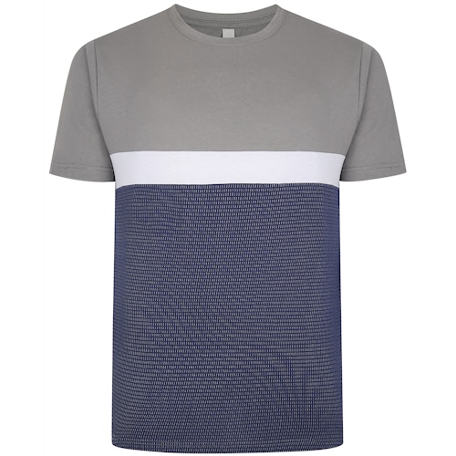 Bigdude Cut & Sew Half Tone Pattern T-Shirt Grey