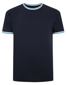 Bigdude T-Shirt mit Kontraststreifen, Marineblau