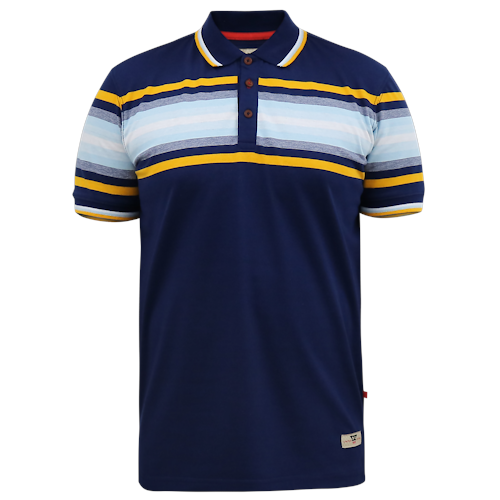 D555 Peldon Jersey-Poloshirt mit Bruststreifen Blau