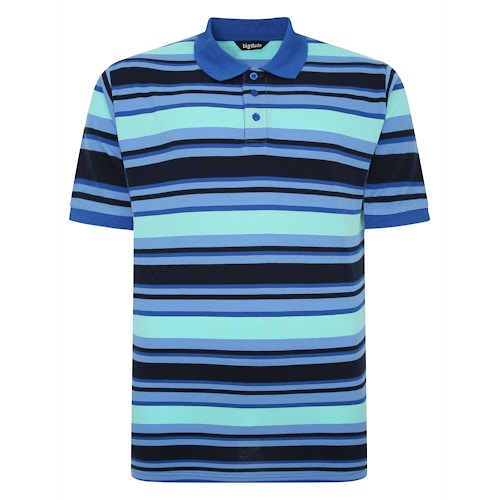 Bigdude Striped Polo Shirt Royal Blue Tall