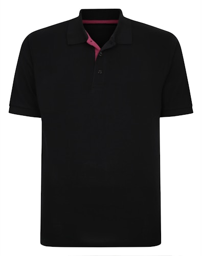 Bigdude Contrast Placket Polo Shirt Black
