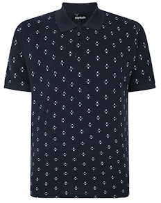 Bigdude Geometric Print Polo Shirt Navy