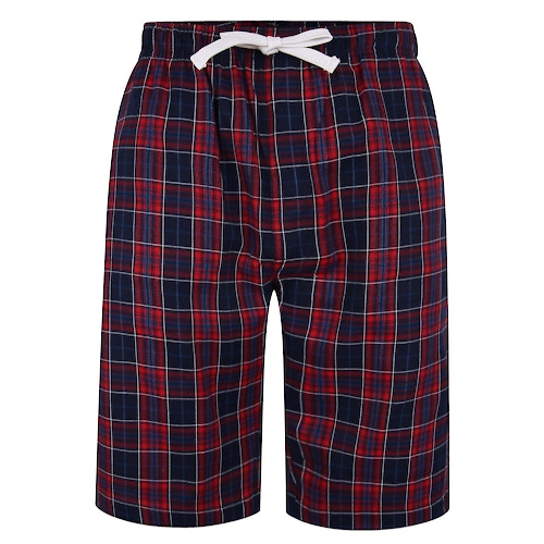 Bigdude karierte Pyjama Shorts Marineblau/Rot