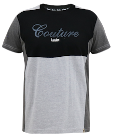 D555 Felix Courture Crew Neck T-Shirt With Cut And Sew Detail Black/Charcoal
