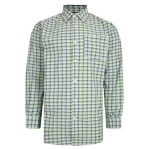 Bigdude Woven Long Sleeve Checked Shirt Green/White Tall