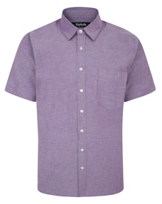 Bigdude Short Sleeve Stretch Oxford Shirt Purple Tall