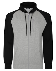 Bigdude Contrast Raglan Full Zip Hoody Grey Marl/Black