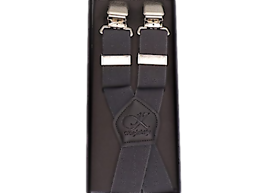 Knightsbridge Extra Long and Strong Wide Clip Braces Charcoal