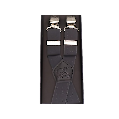 Knightsbridge Extra Long and Strong Wide Clip Braces Charcoal