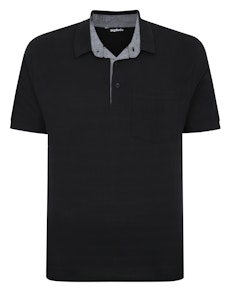 Bigdude Striped Textured Polo Shirt Black Tall