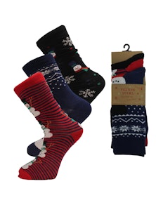 3er-Pack Socken mit Weihnachtsdesign, Marineblau/Schwarz/Rot