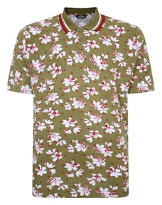 Bigdude Flower Print Polo Shirt Olive