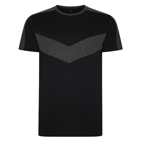 Bigdude Chevron Cut And Sew T-Shirt Black/Charcoal