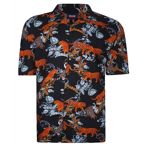 Espionage Tiger Print Shirt Black