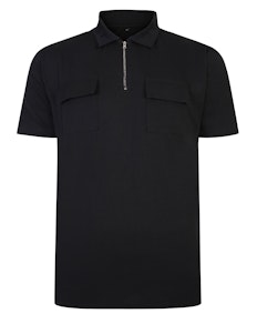 Bigdude Jersey Zip Polo With Pockets Black