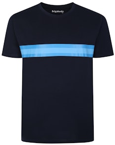 Bigdude Pattern Striped T-Shirt Navy/Blue Tall