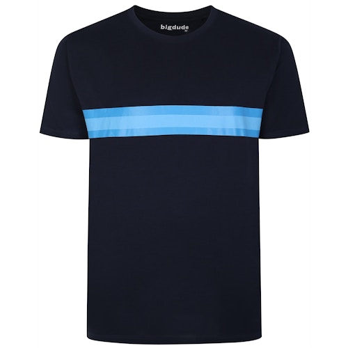 Bigdude Pattern Striped T-Shirt Navy/Blue Tall