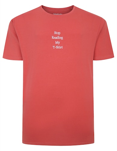 Bigdude Slogan Embroidered T-Shirt Washed Red
