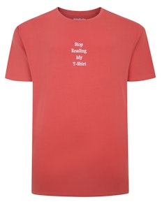 Bigdude Slogan Embroidered T-Shirt Washed Red