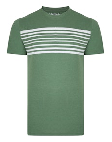 Bigdude T-Shirt mit horizontalen Streifen Grün Tall Fit