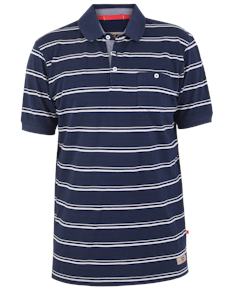 D555 Brookley Twin Stripe Pique Polo Shirt Navy