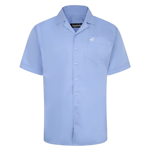 Bigdude Relaxed Collar Short Sleeve Shirt Light Blue
