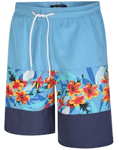 Bigdude Floral Colour Block Swim Shorts Blue